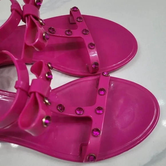 Kate Spade Savannah Hot Pink Rhinestone Jelly Sandals - Picture 9 of 12